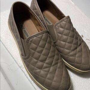 Steve Madden Taupe Quilted Slip-On Loafers